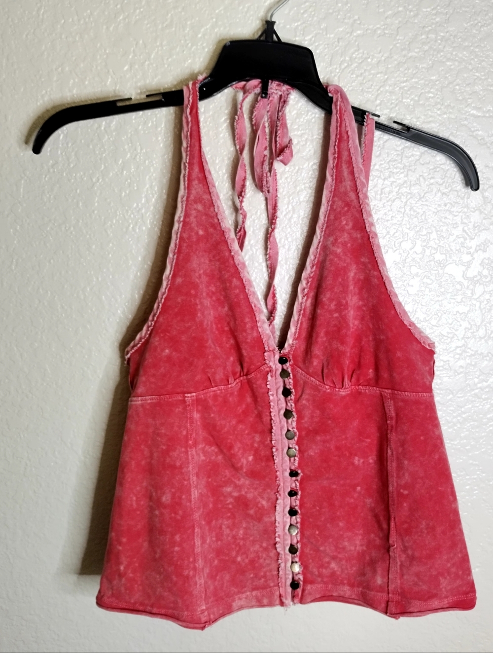 Free People Y2K We The Free Solid Mylo Tank Top Wine Pink Button Front Sz Xxs - Picture 3 of 9